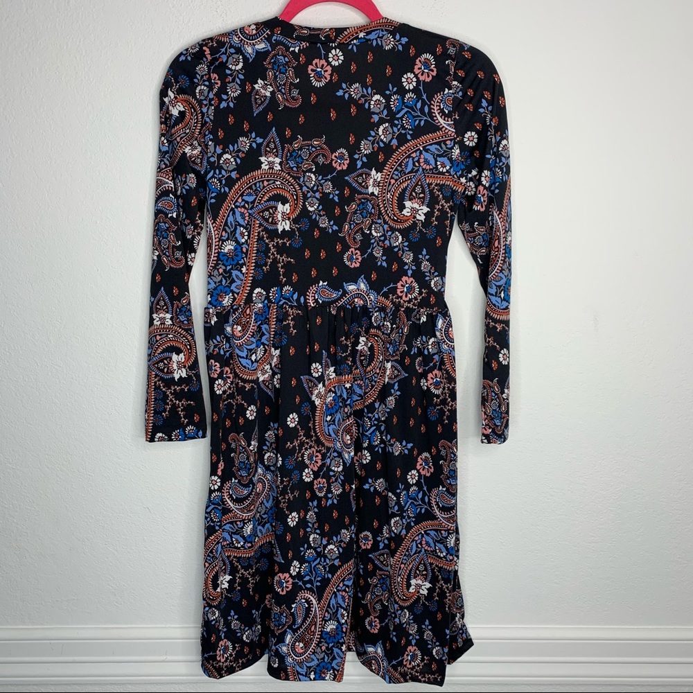 24/7 Comfort Apparel Floral Long Sleeve Dress NWOT - Picture 2 of 5